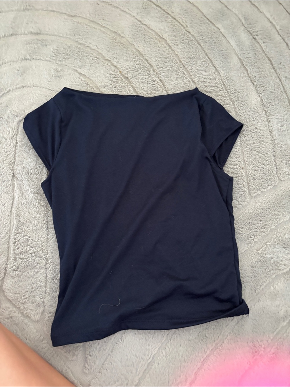 Women's Black Boat Neck Short Sleeve Top